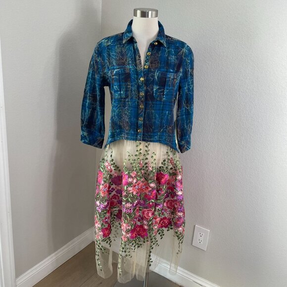 NEW Aratta Silent Journey Womens Small Anastasia Maxi Duster Shirt Embroidered - Picture 2 of 16